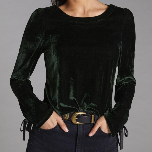 Anthropologie Open-Back Velvet Top XS - Picture 3 of 3